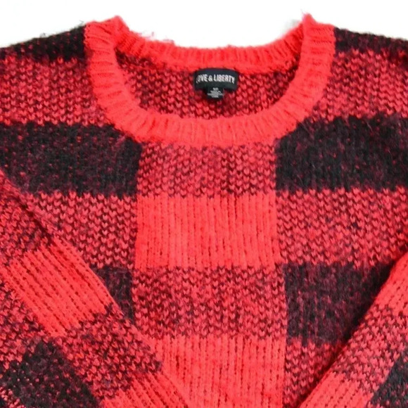Fuzzy Plaid  Knit Sweater - Picture 2 of 6